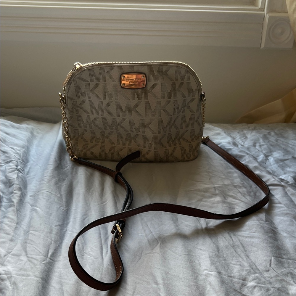 Michael Kors Tan and Brown Crossbody Bag